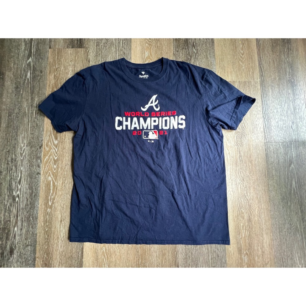 Fanatics T-Shirt Mens 2XL Navy Blue Atlanta Braves 2021 World Series Champions